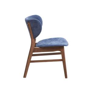 DB Blue and Walnut Padded Side <b>Dining</b> <b>Chairs</b> <b>Set</b> <b>of</b> <b>2</b> - Product Image 3