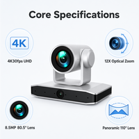 Système de Conférence Audio/Vidéo Professionnel 4K avec Caméra à Zoom Optique 12X, 6 Microphones, Cadrage Automatique/Suivi Vocal pour Entreprises