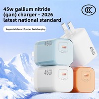 Pengisi Daya GaN 45W Blok Kecil dengan Port USB-C Pengisian Cepat PD, Layar Digital, dan Colokan Lipat untuk Ponsel, Tablet, dan Laptop
