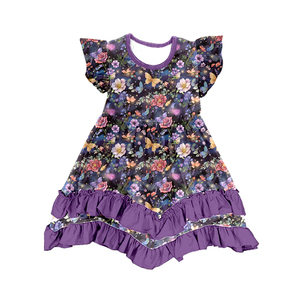 Robe d'été pour filles en soie de lait à manches volantées, imprimé dessin animé, robe pour enfants - Product Image 5