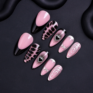 <span class=keywords><strong>Uñas</strong></span> Postizas en Oferta, <span class=keywords><strong>Diseño</strong></span> Francés Negro Mármol Oscuro, Estilo Occidental, <span class=keywords><strong>Uñas</strong></span> Postizas con <span class=keywords><strong>Diseño</strong></span> <span class=keywords><strong>de</strong></span> Corazón, Puntas <span class=keywords><strong>de</strong></span> <span class=keywords><strong>Uñas</strong></span> Removibles - Product Image 2