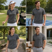 Pulls Polo Gris Homme avec Poches Poitrine – Haut de Golf Premium Gris Foncé Très Respirant pour Personnalisation de Marque