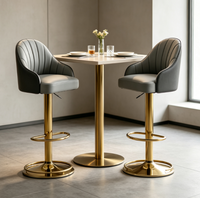 Tabouret de bar gris moderne avec base en métal noir, hauteur réglable, pivotant, pour îlot de cuisine, bar à domicile