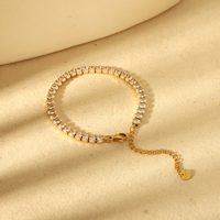 Nouveau à la mode sans ternir luxe 18K plaqué or en acier inoxydable ovale cubique Zircon Micro CZ Tennis chaîne Bracelets pour femme