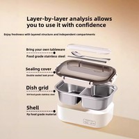Boîte à lunch isotherme en acier inoxydable 304 à double compartiment, compatible micro-ondes, chauffable, préservant la fraîcheur, résistante aux hautes températures pour