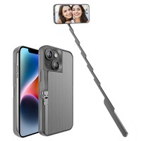 Étui pour iPhone avec perche à selfie, coque de protection intégrée rétractable 3 en 1 portable pour la prise de vue en selfie, le vlogging et le streaming en direct