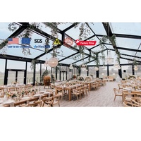 Tente de mariage à cadre noir en verre pour extérieur permanent 20m 60m Grand lieu 200 personnes Tente en verre pour chapiteau pour mariage