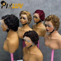 Pelucas de Cabello Humano con Frente de Encaje sin Pegamento, Peluca Corta de Corte Pixie, Cabello Humano Virgen 100% Natural, Peluca con Frente de Encaje HD, Proveedores de Pelucas al por Mayor