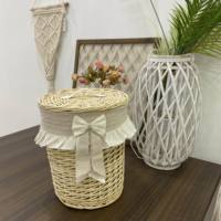 Grand panier à linge tissé en saule 100% écologique avec intérieur en tissu lavable en machine