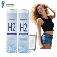 Comprimés d'eau hydrogénée H2 KingFisher Private Label, complément minéral pour l'hydratation quotidienne, l'énergie, le bien-être cognitif