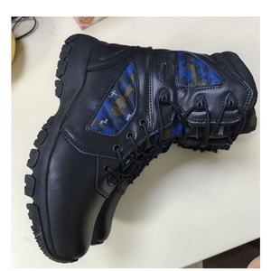 DFM13 Customized Black cow leather with blue camouflage <b>security</b> men tactical <b>boots</b> duty men shoes men size 38 - 46 - Product Image 5