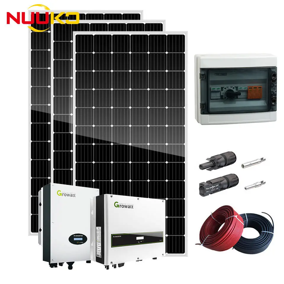 Nuuko 1kw 3KW 5KW 7kW 8KW 9KW 10KW năng lượng thương mại năng lượng mặt trời bảng điều khiển hoàn chỉnh Kit giá của tế bào quang điện Châu Âu kho