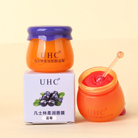 Pelembab Bibir Berkualitas Tinggi Rasa Blueberry, Lip Balm Stick Lucu dengan Kuas, Masker Bibir untuk Bibir Pecah-pecah, Melembapkan, Warna dan Logo Dapat Disesuaikan