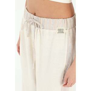 Pantalones de mujer con cintura anudada y rayas laterales - 31884PNT - BEIGE - Product Image 5