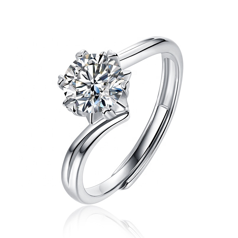 HMOIS factory costom 925 sterling silver rings women 1.0ct VVS moissanite engagement ring