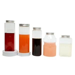 Bouteille de boisson en plastique PET transparente carrée à large ouverture, personnalisée, 250 ml, 500 ml, 8 oz, vide, pour jus, avec bouchon - Product Image 2
