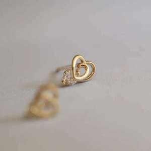 2023 gros à la mode Mini coeur boucles d'oreilles élégant conception Simple hypoallergénique véritable or grenat pour les cadeaux de mode de mariée - Product Image 4