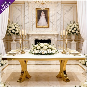 Meubles de luxe en acier inoxydable or noir chaises de banquet d'hôtel et ensembles de table pour mariage - Product Image 1