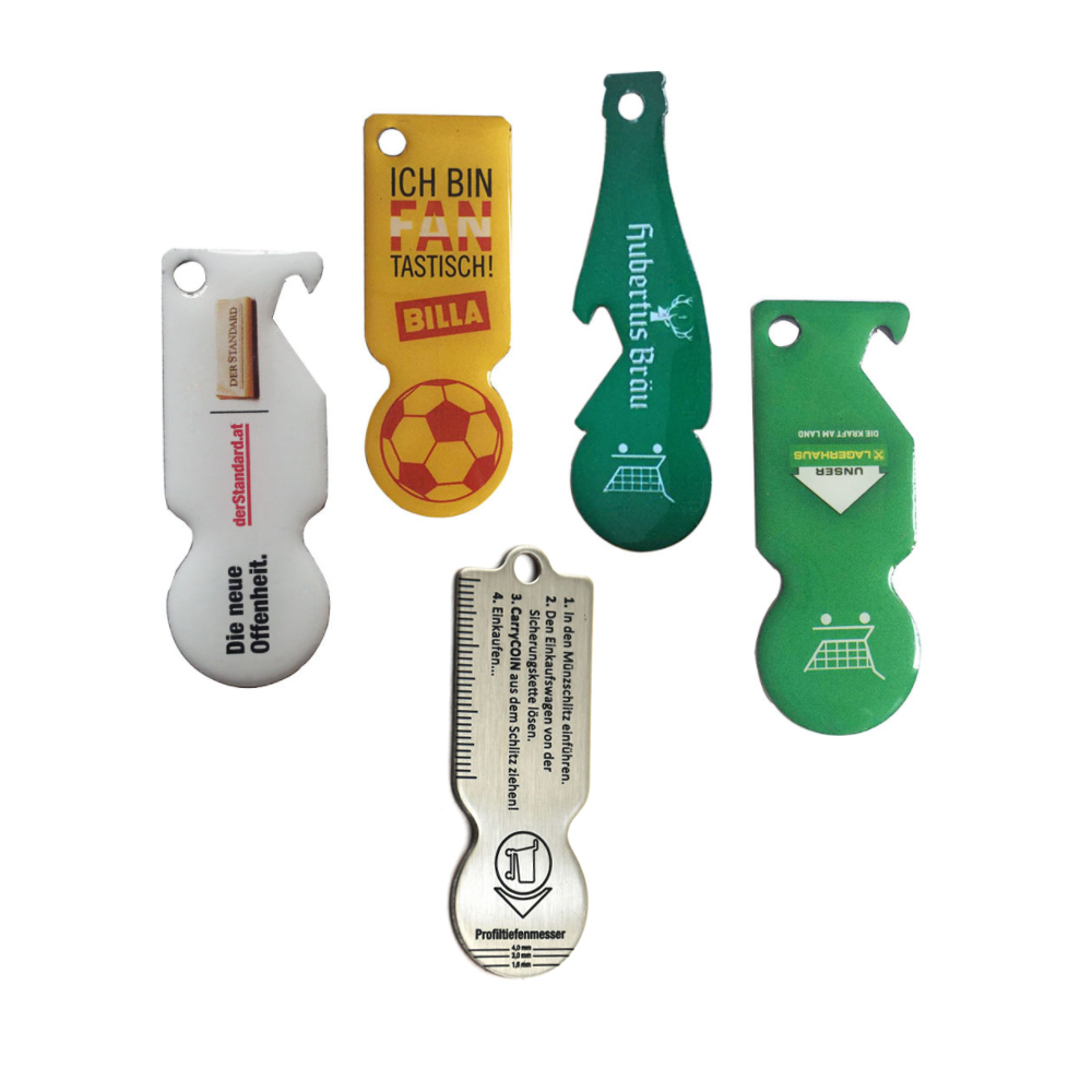 Недорогая металлическая тележка для монет, тележка для покупок, жетон, брелок