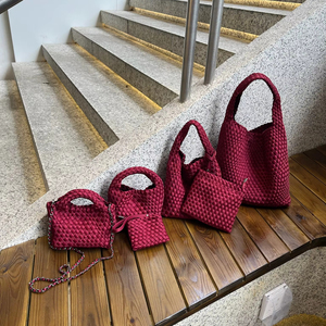 新入荷卸売カスタマイズAncoraレッドトートバッグ織りナイロンハンドバッグ女性用高級財布とハンドバッグ - Product Image 1