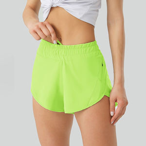 Logo personnalisé femmes 2.5 pouces poches zippées cordon Yoga Shorts 2 en 1 léger séchage rapide course Fitness Sports Gym Shorts - Product Image 5
