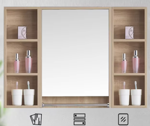 DIY Modern Wall Mount Mirrored <strong>Bathroom</strong> Medicine Cabinet Vanity Storage <strong>Unit</strong> with Open Shelves for Hotel Home <strong>Bathroom</strong> Use - Product Image 1