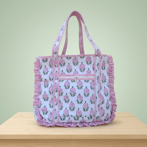 Nouvel Arrivage Sacs Fourre-Tout Zippés en Coton Couleur Unie pour Femme, Sacs à Bandoulière Tendance à Volants pour le Shopping Printemps-Été - Product Image 3