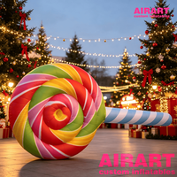 Ballon Sucette Gonflable Suspendu de 7m de Haut pour Installation Artistique Extérieure, Modèle Sucette Gonflable pour Décoration de Centre Commercial