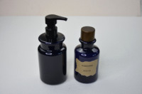 Botol Sampel Lotion dan Hydrosol Biru 100ml dan 150ml dengan Tutup Kayu