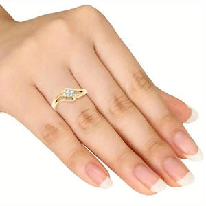 Moda fina geométrica diamante Zirconia anillo <span class=keywords><strong>de</strong></span> compromiso cobre Color preservación joyería - Product Image 6