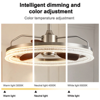 Ventilateur de plafond de luxe en aluminium et fer avec lumière LED 58W/70W à 6 vitesses et CRI élevé, nouveau design, pour chambre à coucher et salon