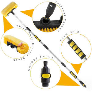 Brosse de nettoyage des roues de voiture Jaune Brosse de nettoyage de voiture Profession Outil de nettoyage de voiture Multifonction Détails Brosse 150 Non Expansion - Product Image 2