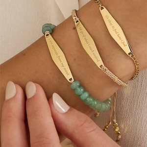 Bracelet en acier inoxydable plaqué or 18 carats PVD Jietao avec barre gravée et perles de jade aventurine naturel, bijou spirituel avec citation <span class=keywords><strong>positive</strong></span> - Product Image 2