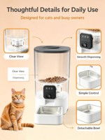 Distributeur automatique intelligent de nourriture pour animaux de compagnie avec contrôle des portions, distributeur de nourriture pour chats, réservoir transparent, bol d'alimentation intérieur