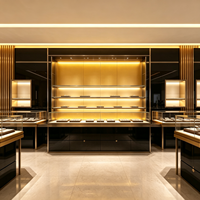 Schwarz-Gold Edelstahl Schmuck-Vitrine Marmor-Glas Schmuckladen-Theke Mit LED-Beleuchtung