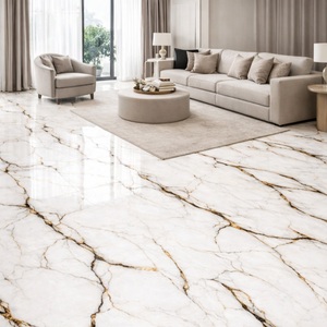 Piastrelle in Ceramica Effetto Marmo Lucido Bianco e Nero con Dettagli Oro, Impermeabili e Durevoli per Pavimenti Interni di Edifici Commerciali e Residenziali - Product Image 4