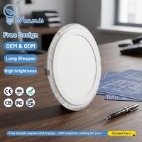 Éclairage de plafond de bureau de haute qualité 6W 9W 16W 24W, panneau LED encastré rond en verre pour intérieur