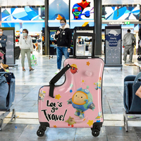 Valise à roulettes pour enfants avec animaux de dessin animé mignons, étanche, sac de voyage pour enfants, boîte de rangement pour l'aéroport