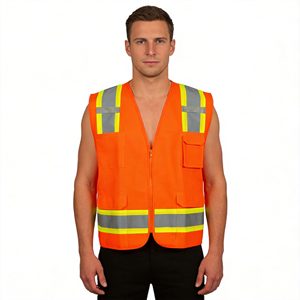 Chaleco de Seguridad Estilo Americano CITICITY, Naranja Clase 2, Multibolsillos, Alta Visibilidad, Reflectante, con Logotipo y Cremallera - Product Image 6