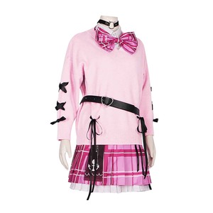 Costume de cosplay YouTuber VTuber Minato Aqua <span class=keywords><strong>Debu</strong></span>, pull rose, jupe, uniforme JK, IDOL-003 - Product Image 5