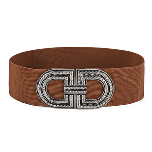 Nouvelle <span class=keywords><strong>ceinture</strong></span> élastique extensible vintage pour femmes avec boucle en diamant pour robes - Product Image 3
