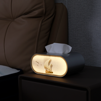 Boîte à mouchoirs 2 en 1 avec lumière de nuit LED, lampe de chevet, décoration d'intérieur, porte-mouchoirs multifonctionnel pour chambre à coucher