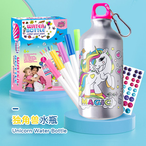 <span class=keywords><strong>Bouteille</strong></span> d'eau à colorier avec 5 marqueurs Arts and Crafts Kids Colour Your Own Activities Gifts For Girls - Product Image 2