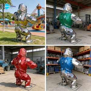 Statue de gorille sur mesure de grande taille, sculpture animale en résine électro-plaquée pour la décoration des parcs et des jardins - Product Image 5