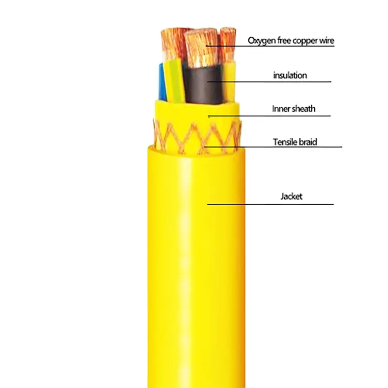 Cabo elétrico de festão plano resistente a incêndio e retardador de chamas para guindastes de guindaste 3x8mm2