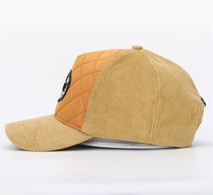 OEM Custom High Quality 5 Panel Foam Front Corduroy Baseball Cap,3D Embroidery Logo Curved Brim Leather Strap <b>Dad</b> <b>Hat</b> - Product Image 3