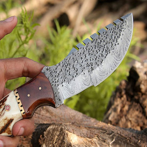 Cuchillo de Supervivencia de Acero de Damasco con Mango de Madera, Cuchillo de Caza para Exteriores y Camping, Hecho a Mano - Product Image 2