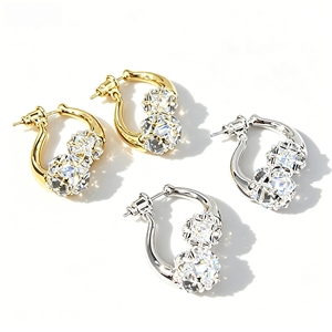 Nouvelles boucles d'oreilles plaquées or ZCgold au design séparé, boucles d'oreilles de luxe plaquées or avec zircon naturel, idéales <span class=keywords><strong>pour</strong></span> un usage quotidien - Product Image 1