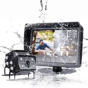 IP69K-شاشة مراقبة مقاومة للماء وكاميرات الرؤية الخلفية, شاشة انقسام 7 بوصة IP69K مراقبة مقاومة للماء وكاميرات الرؤية الخلفية مع خطوط وقوف السيارات عكس كاميرا احتياطية لاسلكية وشاشة