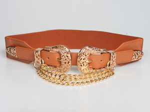 <span class=keywords><strong>Ceinture</strong></span> élastique en cuivre à double boucle pour <span class=keywords><strong>femme</strong></span>, idéale pour les robes, <span class=keywords><strong>ceinture</strong></span> décorative punk tendance pour ajuster la <span class=keywords><strong>taille</strong></span> - Product Image 1